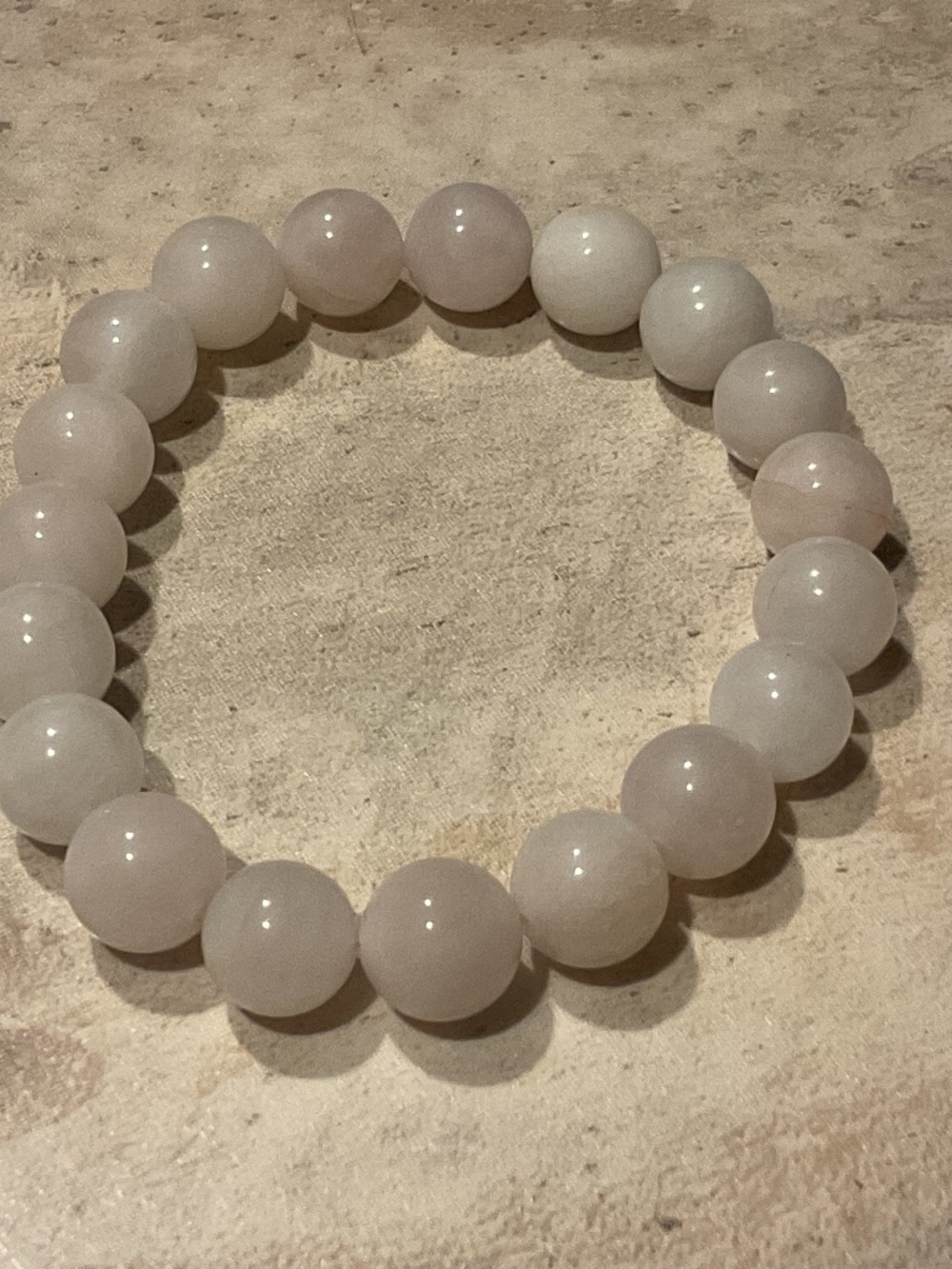 Rose Quartz Beaded Stretch Bracelet - Pale Pink Handmade